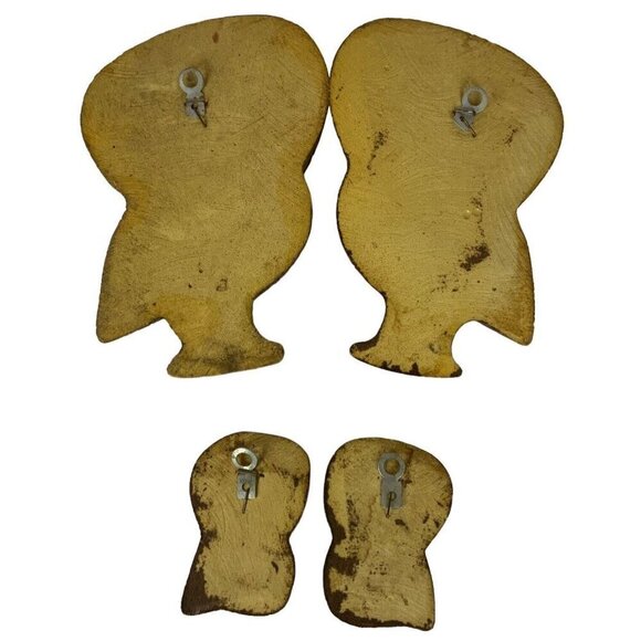 Owl Family Wall Plaque Set Of 4 Foam Kitsch Big Eyes Brown Orange Vtg 70s Decor - Picture 2 of 4